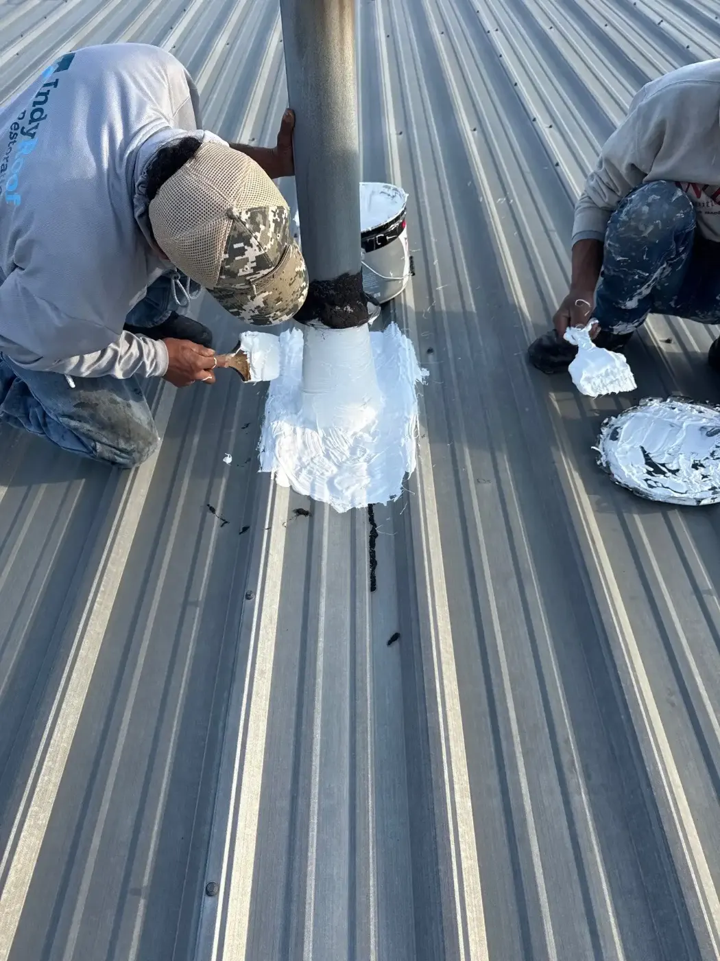 Tarping and dry-in on a Yorktown commercial roof